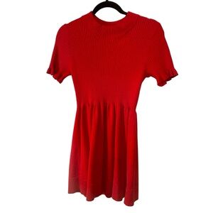 Free Assembly Size XL Red Ribbed Short-Sleeve Mini Dress